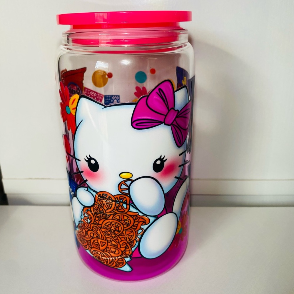 Cute Pink and White Cartoon Character Jar